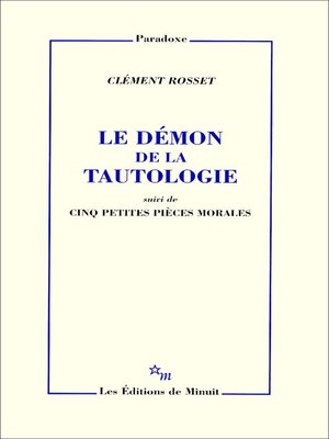 cover image of Le Démon de la tautologie, suivi de cinq petites pièces morales